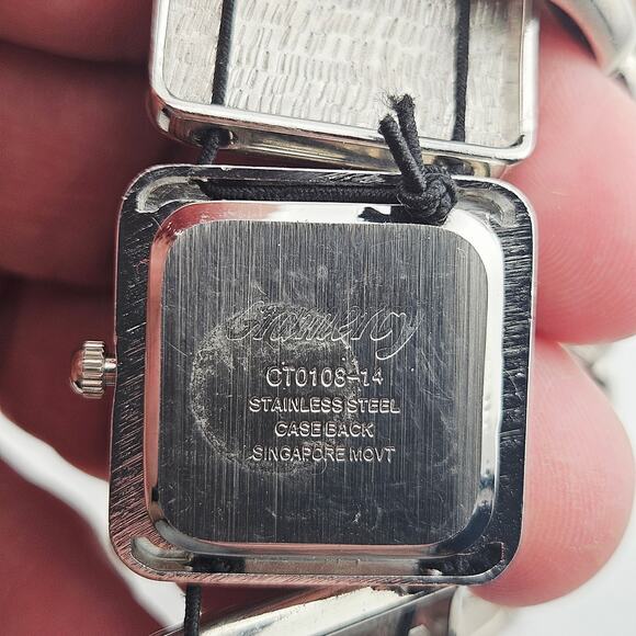 Gramercy Women's Bold Link Stretch Bracelet Watch Iridescent MOP Inlay Artsy - Picture 6 of 7